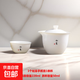 【采銷推薦】羊脂玉一壺一杯吉祥手抓壺功夫茶具旅行套裝茶杯茶壺 1個(gè)如意手抓壺+如意單杯