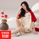 【純棉】睡衣女士夏季短袖短褲家居服套裝春秋天韓版甜美時(shí)尚 Z281216女款【帶胸墊】 L