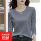 260克莫代爾圓領(lǐng)長(cháng)袖t恤女上衣女秋冬新款打底衫女內搭韓版外穿 986莫代爾-深灰色 L 建議100-115