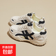 日系2025夏季新款冰絲網(wǎng)面老爹鞋女透氣休閑德訓鞋厚底運動(dòng)鞋女鞋 米黑【JO&RD1802】 35
