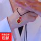 24k仿黃金平安扣吊墜金箍圈轉(zhuǎn)運(yùn)珠編織繩項(xiàng)鏈紅瑪瑙相思紅豆情侶 相思豆紅豆黑繩項(xiàng)鏈