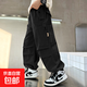 兒童裝男童褲子春秋款2025新款長(cháng)褲秋季中大童秋裝男孩工裝休閑褲 DD-B77【黑色】 150cm