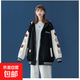 小熊美式復古棒球服外套女春季寬松百搭學(xué)生撞色插肩袖開(kāi)衫棒球服 匯潮灣167黑色 L