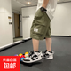 男童褲子2025夏裝新款兒童寬松百搭休閑短褲帥氣五分褲外穿薄款 BBE-K04【綠色】 150cm