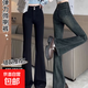 【大碼】微喇叭牛仔褲女新款彈力高腰寬松顯瘦馬蹄 灰色 L