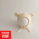 寶寶帽子春秋護(hù)耳帽新生兒胎帽純棉嬰幼兒可愛超萌秋季系帶套頭帽 小熊耳朵-奶白色單層 0-6個(gè)月