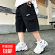 兒童裝男童夏裝褲子短褲2025新款中大童夏季夏款薄款男孩工裝中褲 DD-DR28【黑色】高品質 140cm