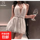 歐美深V露背網(wǎng)紗掛脖睡裙情趣家居內(nèi)衣 白色 均碼