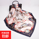 大方巾90cm女士禮品歐美絲巾新款圍巾緞面仿真絲印花披肩批發(fā) D9027-藏青 十匹馬90cm