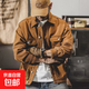 工裝外套男潮牌復古夾克痞帥牛仔衣 棕色 3XL