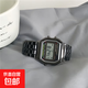復(fù)古風(fēng)手表【卡西歐平替】鬧鐘氣質(zhì)韓版簡(jiǎn)約電子手表男女士學(xué)生兒童七彩多功能帥氣小眾情侶防水 黑色（鋼帶）