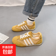 薄款德訓鞋女2025年夏季新款復古輕便透氣網(wǎng)面阿甘鞋軟底運動(dòng)板鞋 黃色 38