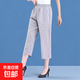 中老年女褲夏季薄款八分褲寬松老人奶奶棉麻褲子大碼媽媽褲九分褲 淺灰色 XL 推薦90-110斤
