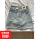 大碼美式復(fù)古牛仔半身裙女夏季2025薄款收腹顯瘦包臀a字短裙胖mm 藍色 M