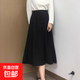 【顯瘦遮胯傘裙】黑色西裝高腰半身裙女新款小個(gè)子中長(cháng)款a字裙 6903 黑色 單裙 2XL 推薦【125-135斤】