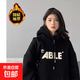 衛(wèi)衣女秋冬新款連帽加絨加厚寬松百搭學生外套 ABLE連帽加絨衛(wèi)衣黑色 5XL