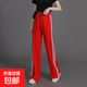 校園團體運動(dòng)褲運動(dòng)褲女2025夏季寬松直筒闊腿褲高腰顯瘦休閑褲 鵬順發(fā)直筒三桿紅色 XL