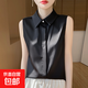 2026年春夏季新款Polo領(lǐng)吊帶背心春夏薄款無(wú)袖襯衫打底上衣 經(jīng)典黑 2XL