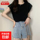 【牛奶絲】夏季飛飛袖正肩女寬松打底背心T恤無袖落肩袖RL#A019# KJY#A019##黑色 XL 【118-130斤】