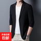 夏季男士休閑小西服冰絲薄款單西商務(wù)上衣新款純色防曬西裝外套男 【廣煜星S02】黑色 2XL 【135-150斤】