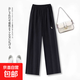 200斤胖媽媽新中式夏季薄款棉麻褲中老年加肥加大碼高腰褲子 黑色 8XL