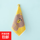 新品純棉色織方巾 小方巾 卡通小熊圖案柔軟吸水 0445-黃色 25*25cm 1條裝