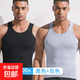 【純棉100%】背心男彈力運(yùn)動(dòng)健身訓(xùn)練緊身跨欄背心無袖打底汗衫 【兩件背心】黑色+灰色 3XL -【140-155斤】左右