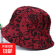 中老年帽子女春秋薄款媽媽盆帽老太太老人奶奶布帽夏天防曬遮陽(yáng)帽 酒紅色 均碼（56-57CM）