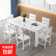 餐桌椅組合桌面家用吃飯桌子現(xiàn)代簡約小戶型餐桌飯店桌椅小桌子 白色仿大理石白架120*70*74+4椅