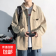 燈芯絨長(cháng)袖襯衫男港風(fēng)寬松襯衣外套男潮牌時(shí)尚百搭休閑上衣服 衣佳-G028卡其 升級版高質(zhì)量款 3XL  （建議150-165斤以?xún)龋? title=