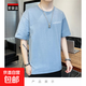啄木鳥(niǎo)純棉短袖t恤男士圓領(lǐng)體恤夏季薄款潮流寬松休閑半袖 2017霧霾藍 6XL 推薦【201-215斤】