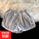 運動(dòng)短褲男女夏2025新款寬松抽繩健身休閑跑步百搭打底闊腿三分褲 三分褲-灰色 M