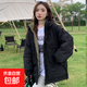 2024秋冬新款羽絨棉服外套女寬松休閑工裝棉衣戶(hù)外夾克棉襖 黑色 L【105-120斤】