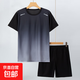 青少年夏裝兒童運動(dòng)套裝2025新款童裝t恤速干漸變短袖短褲 漸變灰色XLL青少年套裝 常規 180 (L) CM