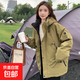 2024秋冬新款羽絨棉服外套女寬松休閑工裝棉衣戶(hù)外夾克棉襖 軍綠色 M【105斤以下】