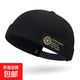 跨境瓜皮帽夏季帽子男地主帽側(cè)邊刺繡潮流寸頭帽女地痞帽夏無檐帽 黑色 可調(diào)節(jié)