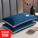 中式古韻刺繡雙邊100%全蕎麥雙邊枕頭純蕎麥皮頸椎枕成人睡覺枕頭 全蕎麥亞麻枕-深藍(lán) 約55*35CM單只裝/100%純蕎麥枕