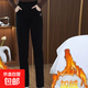 秋冬哈倫褲加絨休閑褲高腰顯瘦保暖長(zhǎng)褲加厚收腳褲 黑色(加絨加厚) XL （建議130-150斤）