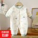 夾棉連體衣40克薄棉秋冬款寶寶哈衣新生兒衣服保暖長(cháng)袖爬爬服 熊貓AZ-6 73cm