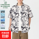 卡丹路新中式國風復古襯衫男夏季冰絲寬松短袖花襯衣情侶半袖衫 Q 5512墨影花蹤 XL （130-150斤）