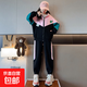 童裝女童套裝春秋季新款兒童運動(dòng)套裝春裝女孩衣服外套中大童褲子 黑色 140 cm