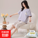 純棉睡衣女士夏季短袖七分褲薄款春秋天帶胸墊家居服兩件套 Z281225女款【帶胸墊】 XL