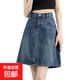 時(shí)尚牛仔半身短裙女2025春夏季新款半身裙高腰裙子夏天顯瘦A字裙 N199-復古藍 2XL