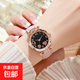 手表女韓版潮流ins時(shí)尚個(gè)性簡(jiǎn)約女士腕表愛(ài)心甜美數字皮帶石英表 粉色