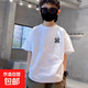 男童t恤短袖2025新款夏季純棉白色兒童洋氣痞帥潮牌T大童短袖體恤 T333【白色】 150