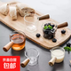 日式迷你玻璃小奶盅帶手柄ins風烘焙奶盅廚房小工具 木柄烘焙杯1個