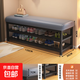換鞋凳家用門口可坐式穿鞋凳進(jìn)門凳入戶鞋柜坐凳一體軟包坐墊鞋架 【貓抓皮】灰色黑架120