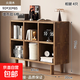 實(shí)木中古書(shū)架置物架胡桃色格子柜帶腿沙發(fā)邊隔斷柜客廳收納柜書(shū)柜 全實(shí)木+6格款|胡桃色90*30*85