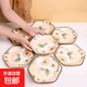 釉下彩山茶花高顏值六角陶瓷盤(pán)子高檔異型家用餐具碗盤(pán)套裝 山茶花-7件套【6盤(pán)+1碗】