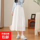 白色半身裙女2025春夏新款a字裙高腰傘裙垂墜感小個(gè)子蛋糕裙裙子 白色-常規款 M
